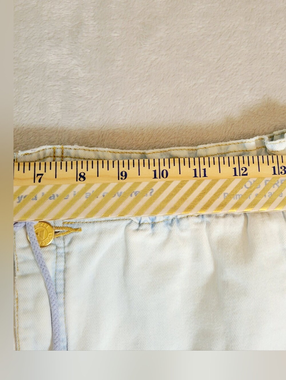 Vintage '90S White wash Paper Bag Waist Women's Jean Shorts P Small - Picture 7 of 10